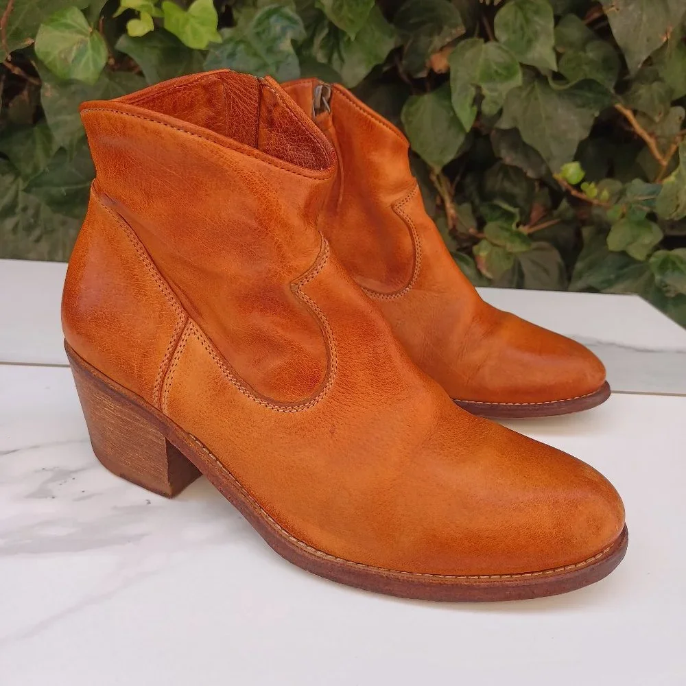 N.D.C Santa Monica Made By Hand Stacked Heel Zip Up Ankle Boots Size 37 - Picture 1 of 12